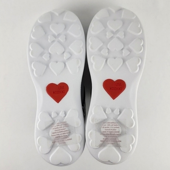 LOVE MOSCHINO Logo Women's White Chunky Slip On Sneakers Leather Logo Band Sz 38 - Picture 11 of 16